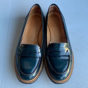 MM6‎ Maison Margiela Oxford Loafers Women’s 37.5 Blue Onyx Leather Round Toe